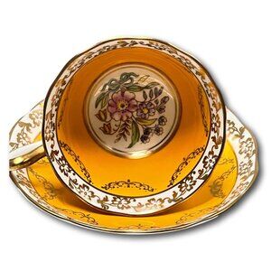 Royal Albert Teacup Saucer Porcelain Fine Bone China Yellow UK 1950s